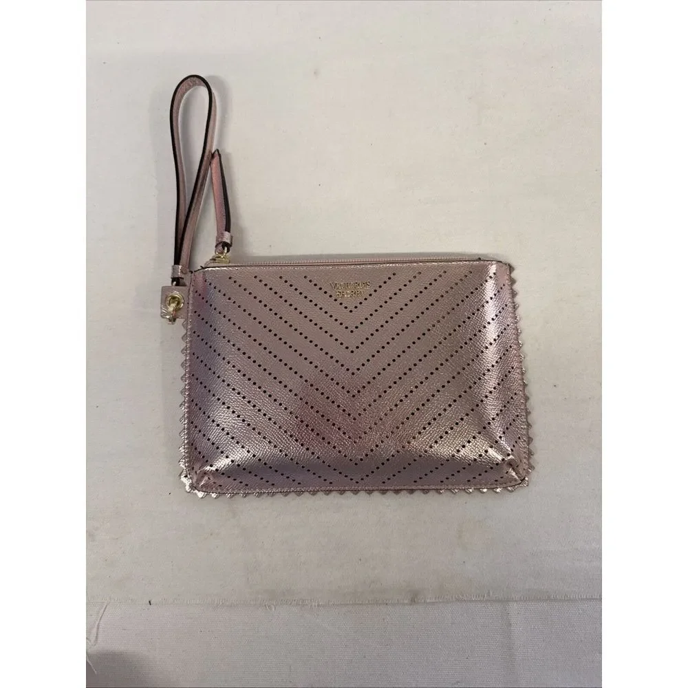 Victorias Secret Gold Clutch Wristlet, Barley Used Cute